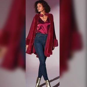 Boston Proper Fur Trimmed Poncho cape